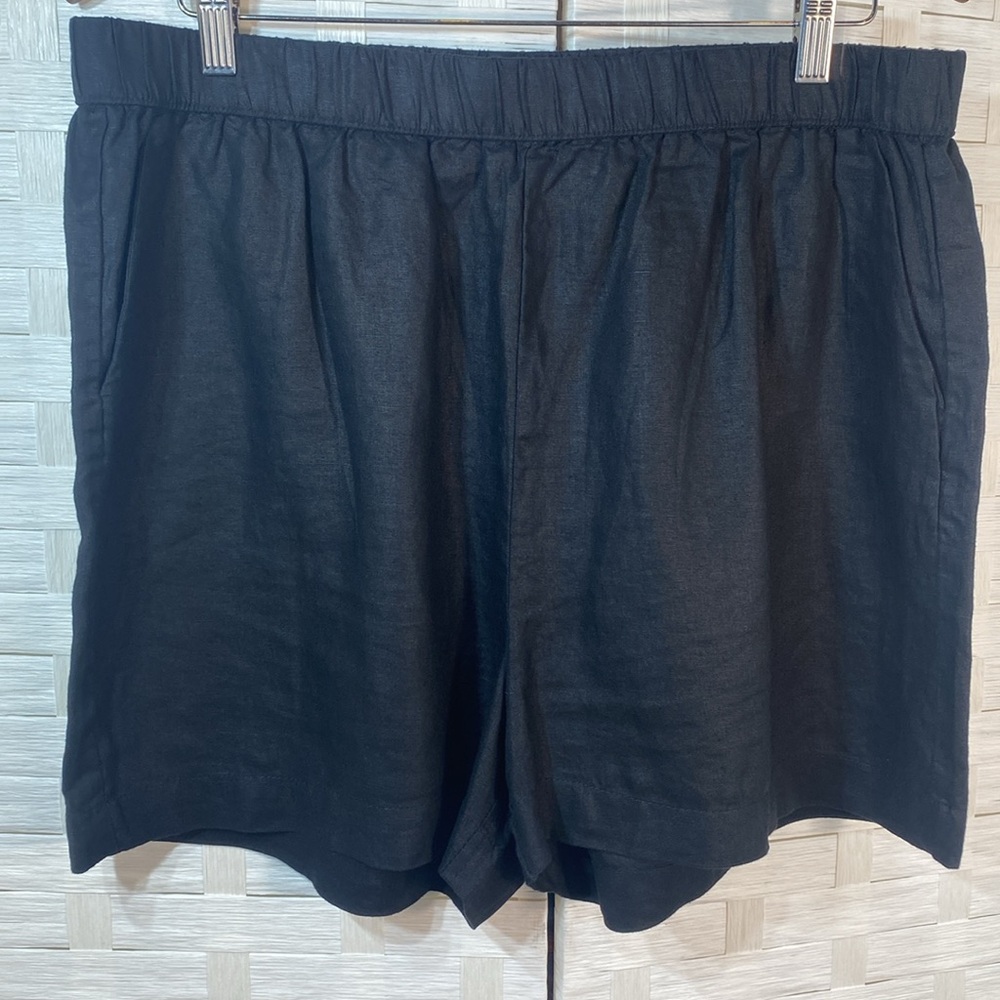 Philosophy Republic Clothing Black Linen Pocketed Pull On Shorts Size XL - Picture 2 of 10
